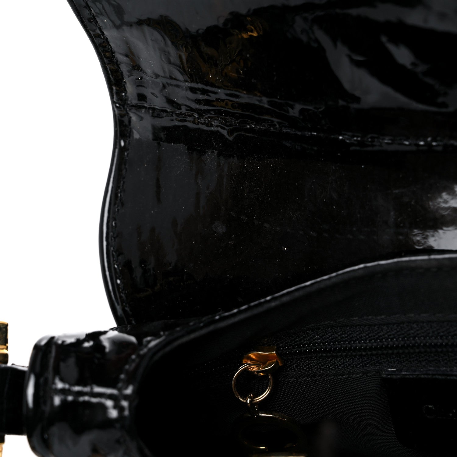 Christian Dior Patent Monogram Mini Saddle Bag Black 10 of 19