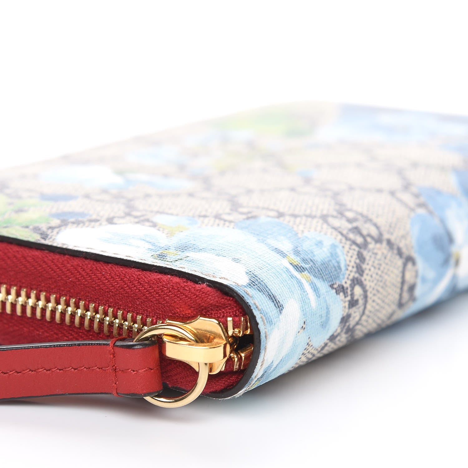 Gucci GG Supreme Monogram Blooms Zip Around Wallet Blue Red 8 of 13