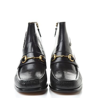 Gucci Goatskin UFO Embroidered Mens Horsebit Ankle Boots 8 Black 2 of 9
