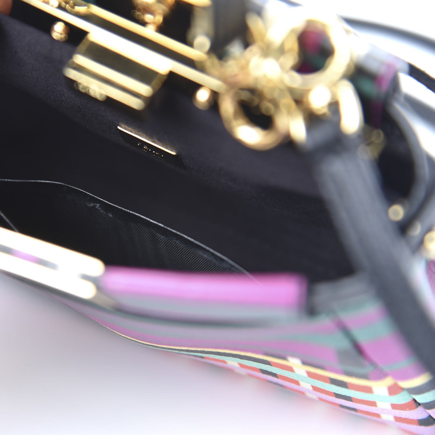Vitello Seta Digital Print Micro Peekaboo Iconic Satchel Multicolor Black