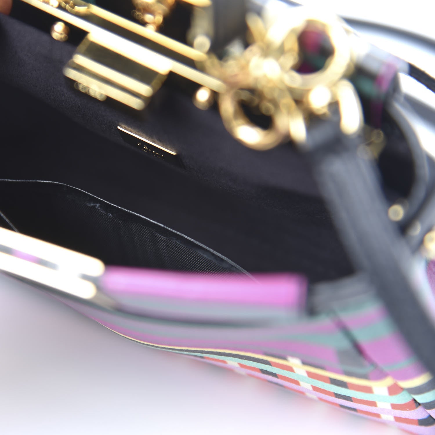 Fendi Vitello Seta Digital Print Micro Peekaboo Iconic Satchel Multicolor Black 11 of 11