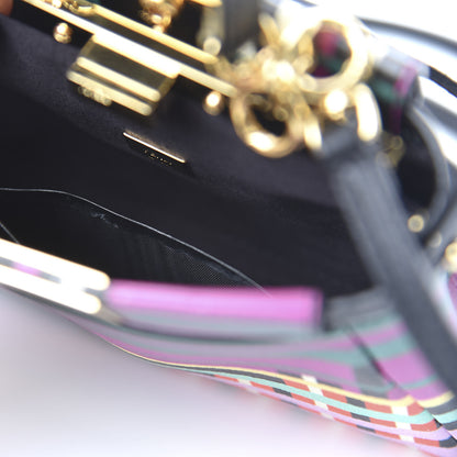 Fendi Vitello Seta Digital Print Micro Peekaboo Iconic Satchel Multicolor Black 11 of 11