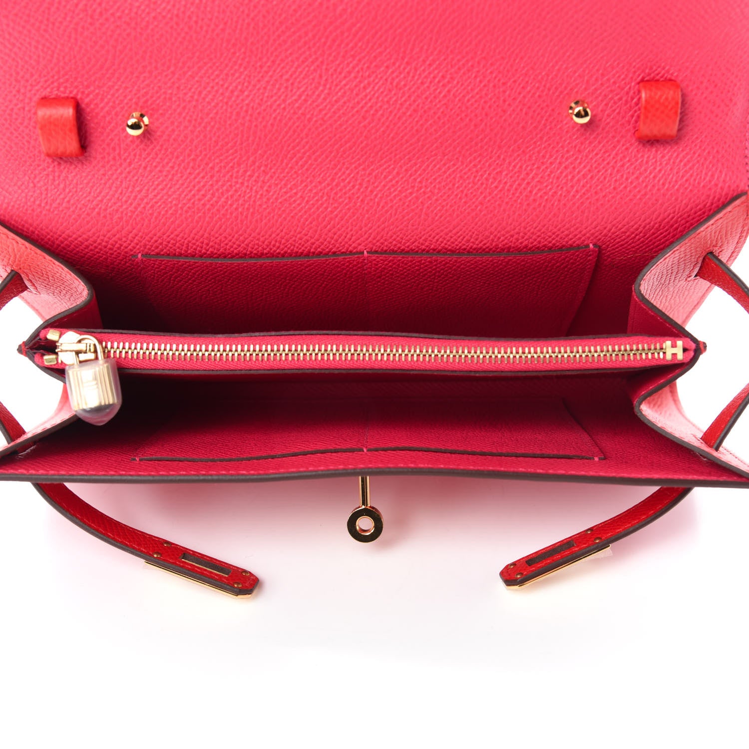 Hermes Epsom Verso Kelly Wallet To Go Rouge De Coeur Rose Extreme 5 of 12