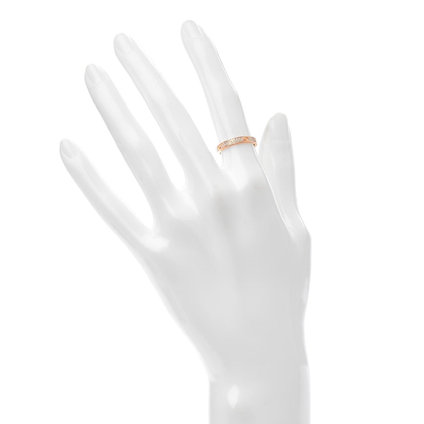18K Pink Gold Diamond 2.6mm LOVE Paved Band Ring 49 4.75