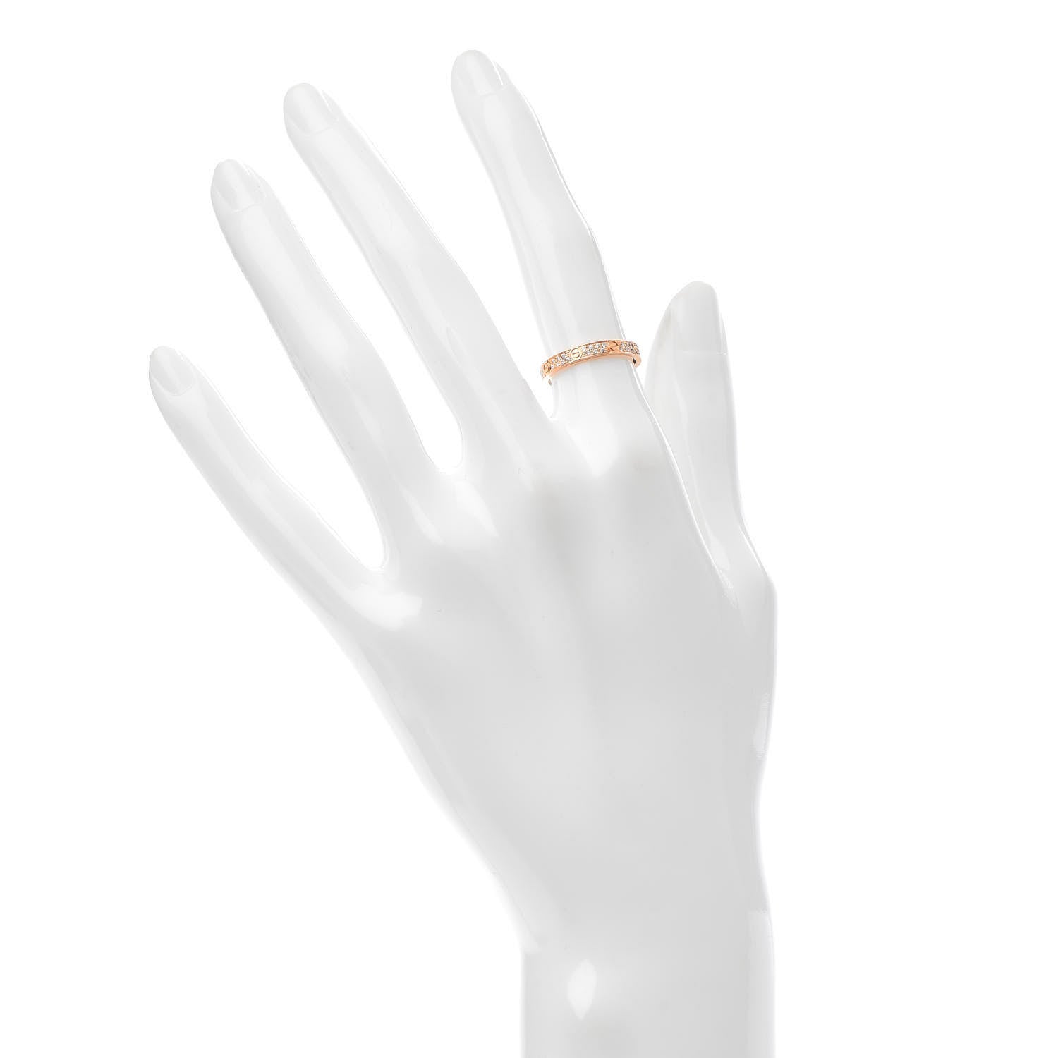 Cartier 18K Pink Gold Diamond 2.6mm LOVE Paved Band Ring 49 4.75 2 of 5