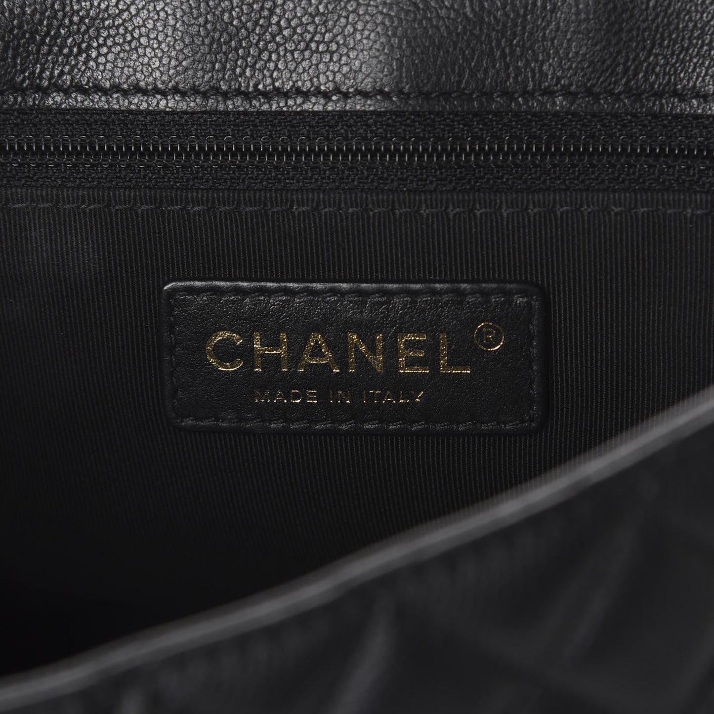 Calfskin Caviar Quilted Flap Black