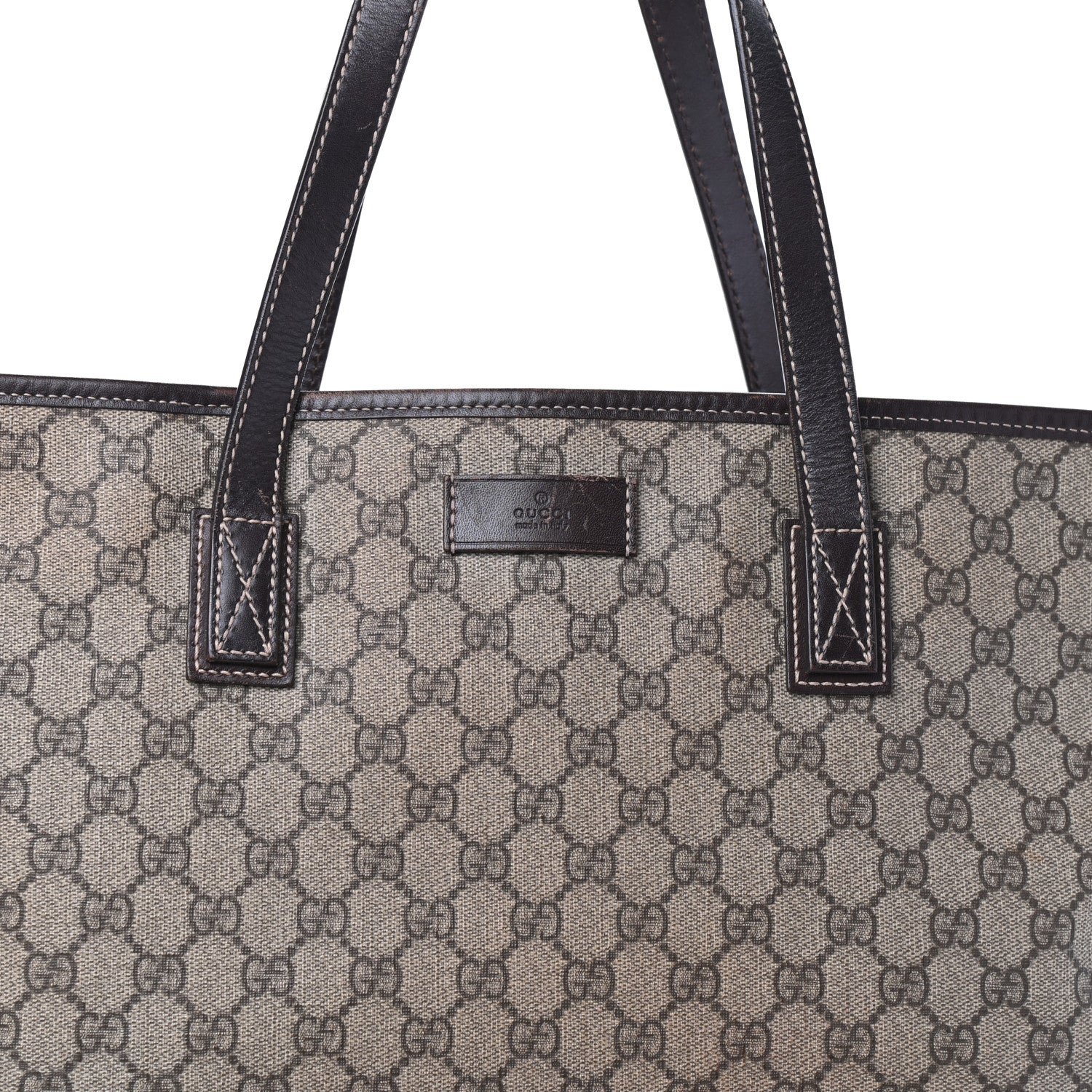 Gucci GG Supreme Monogram Large Zippered Shopping Tote Brown 7 of 9