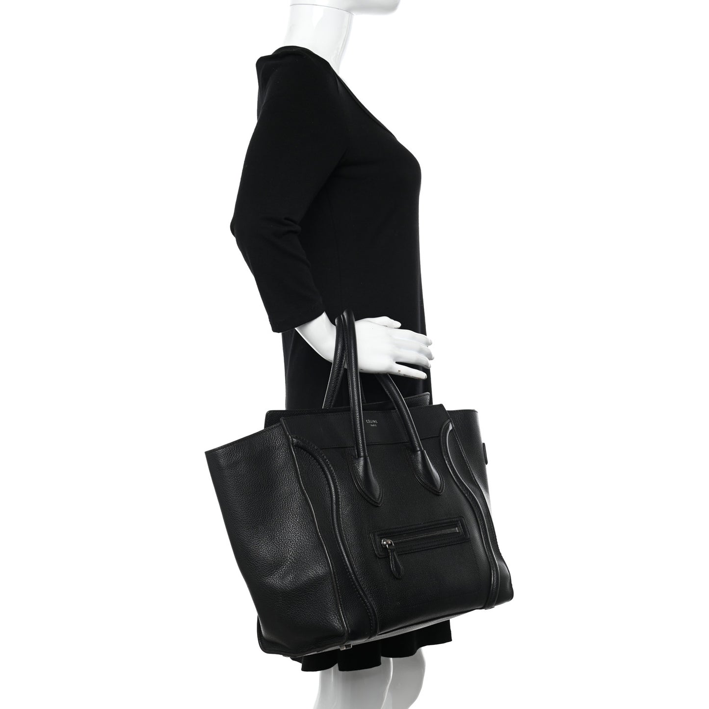 Drummed Calfskin Mini Luggage Black