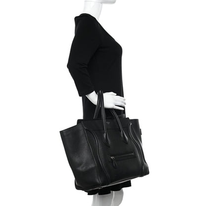 Celine Drummed Calfskin Mini Luggage Black 2 of 17
