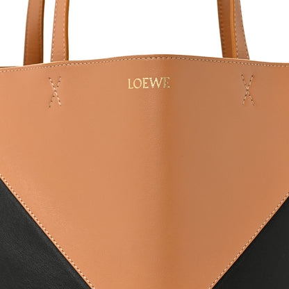 Loewe Shiny Calfskin Large  Puzzle Fold Tote Warm Desert Black 8 of 10