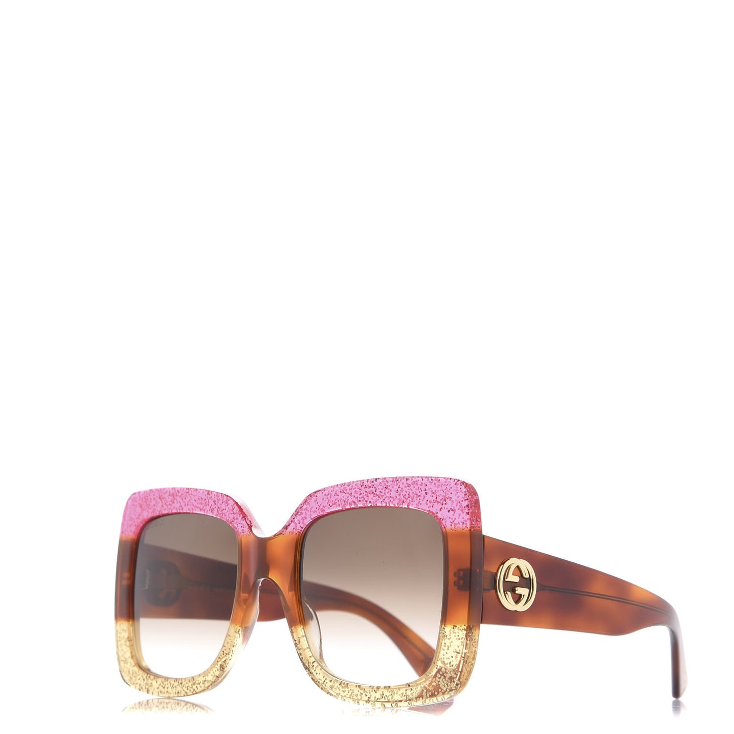 Square Frame GG0083S Sunglasses Glitter Pink Multi