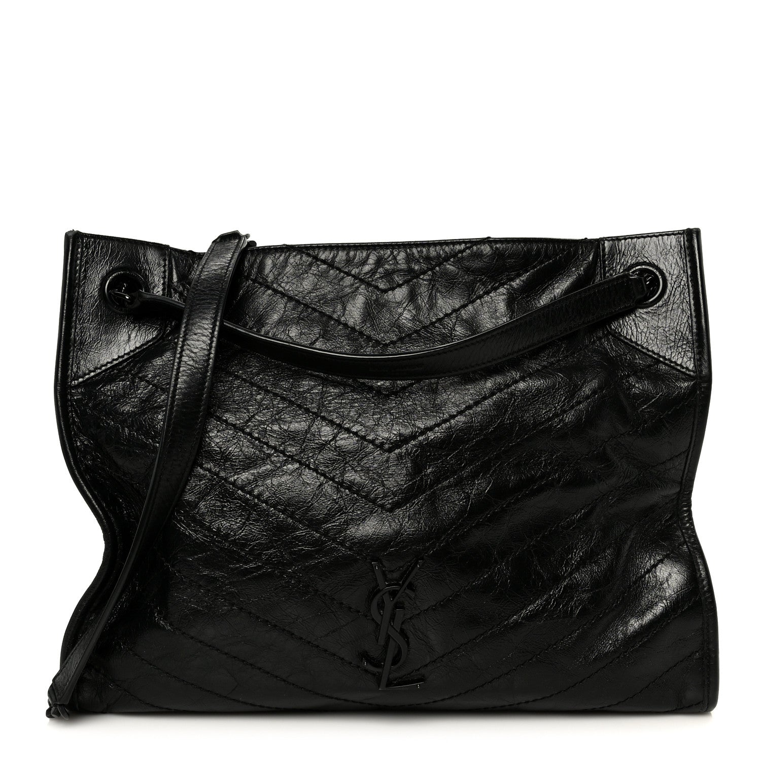 Saint Laurent Crinkled Calfskin Matelasse Monogram Large Niki Shopper Tote Black 1 of 12