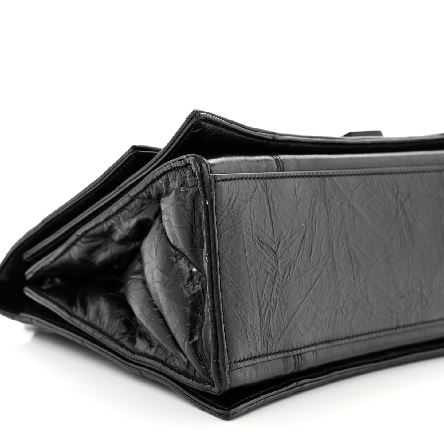Crushed Calfskin Quilted Matte Black Hardware Medium Crush Chain Bag Black