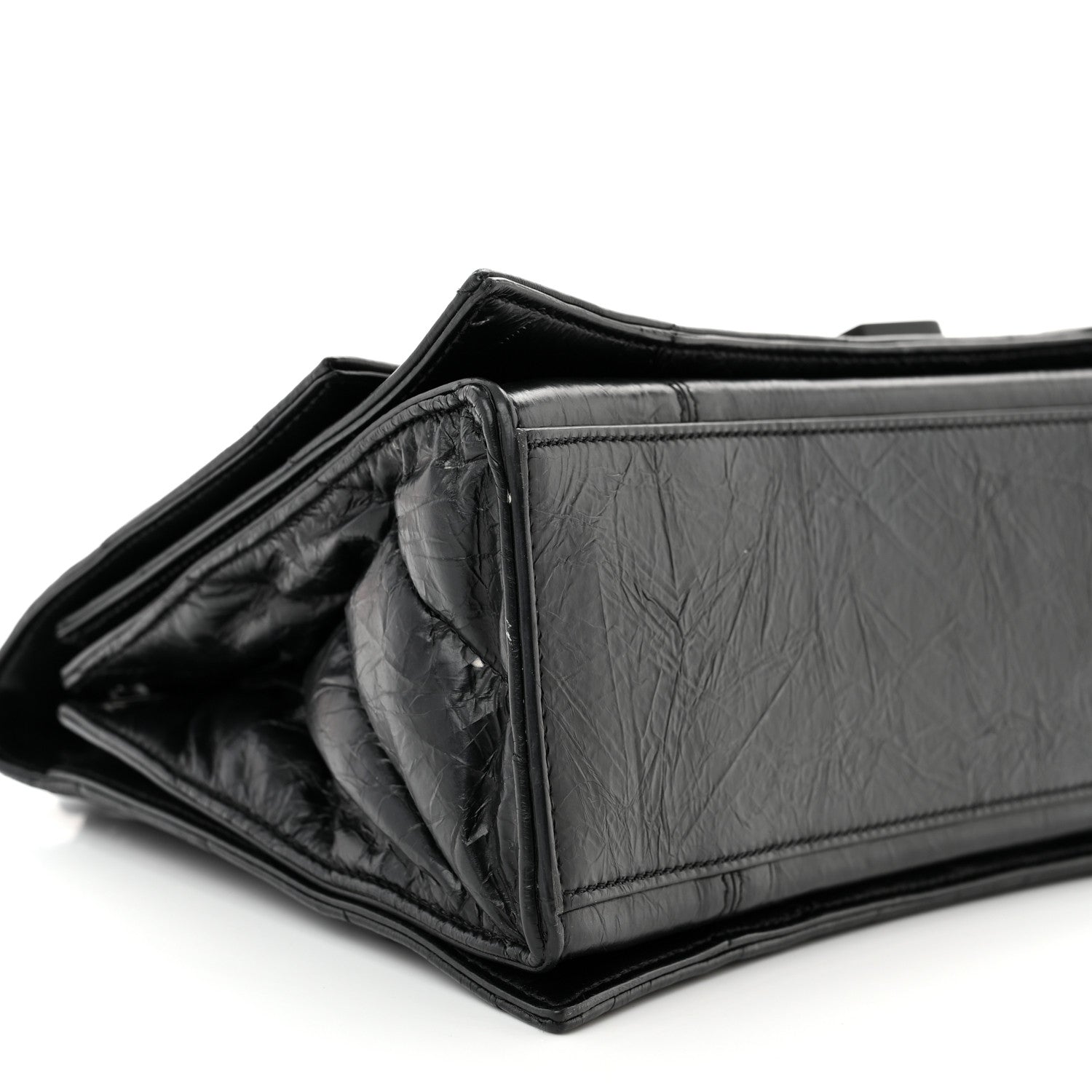 Balenciaga Crushed Calfskin Quilted Matte Black Hardware Medium Crush Chain Bag Black 8 of 10