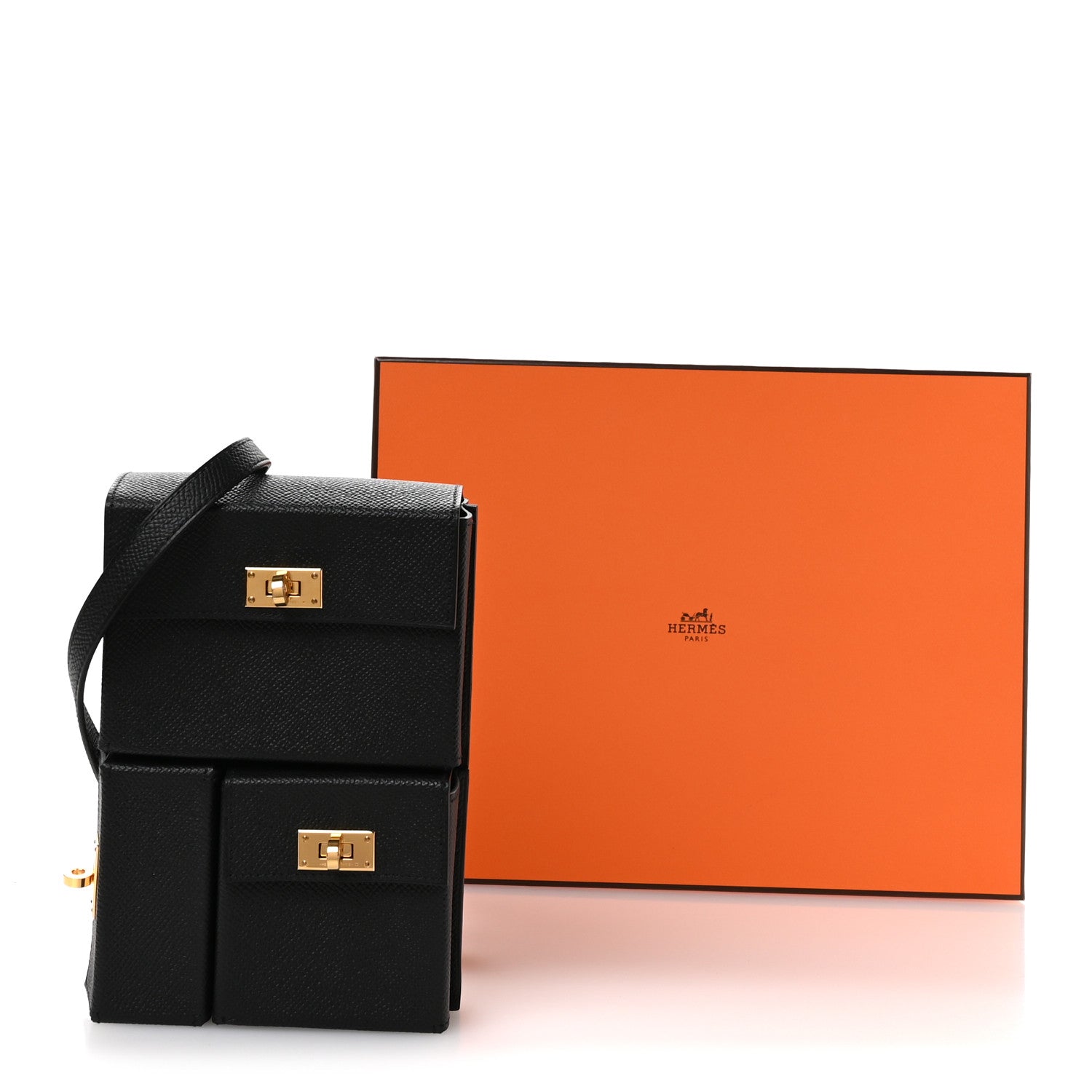 Hermes Epsom Kelly Multi Pocket Pochette To Go Black 11 of 11