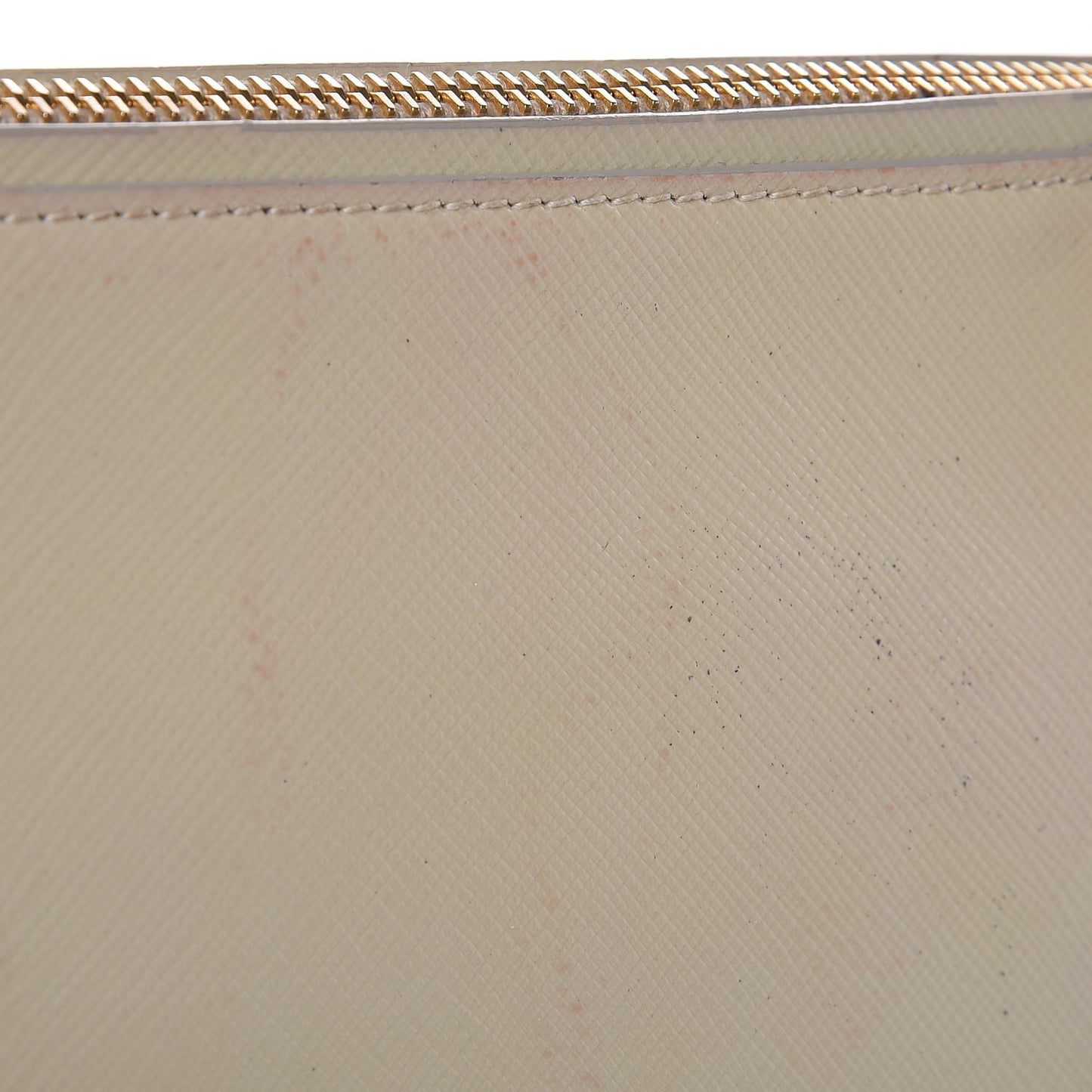 Saffiano Vernice Studded Clutch Talco