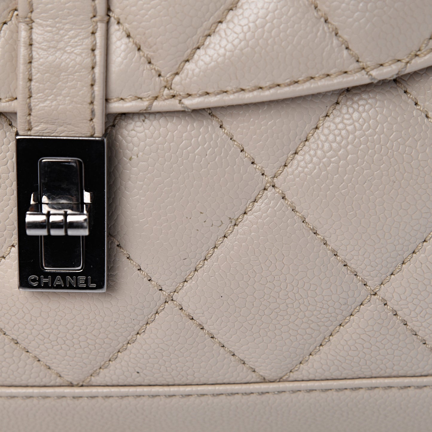 Caviar Quilted Mademoiselle Flap Bag Light Beige
