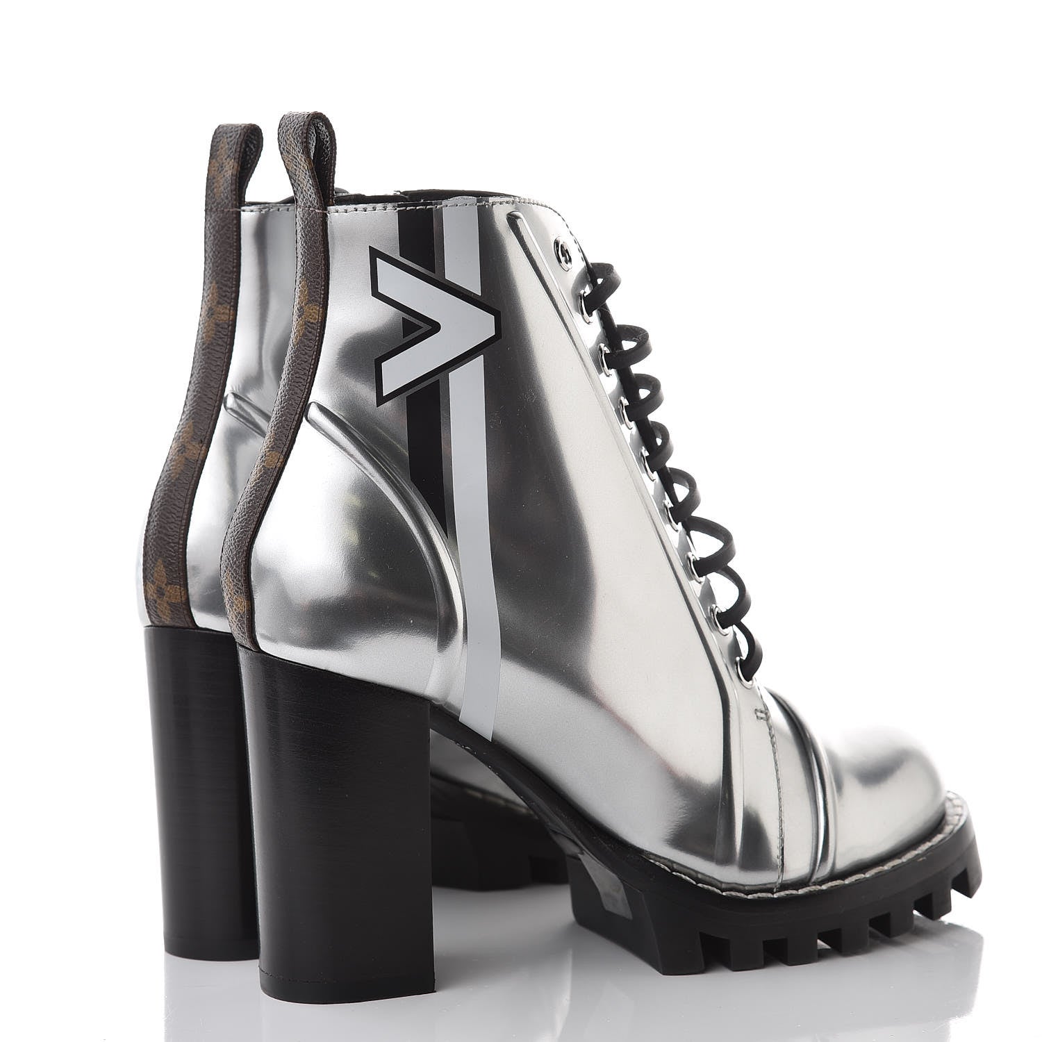 Louis Vuitton Patent Calfskin Spaceship Star Trail Ankle Boots 37 Silver 4 of 6