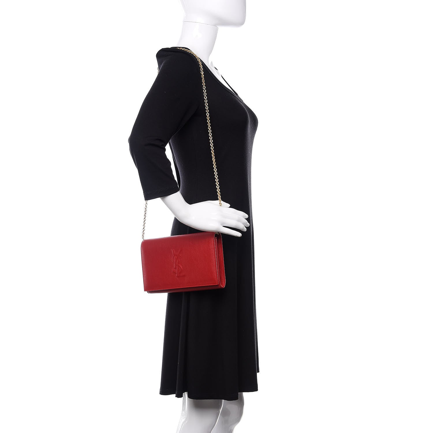 Saint Laurent Calfskin Belle de Jour Chain Clutch Rouge Orient 2 of 10