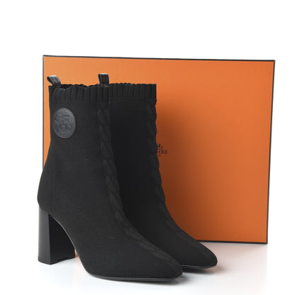 Hermes Knit Calfskin Volver Ankle Boots 37.5 Black 7 of 7