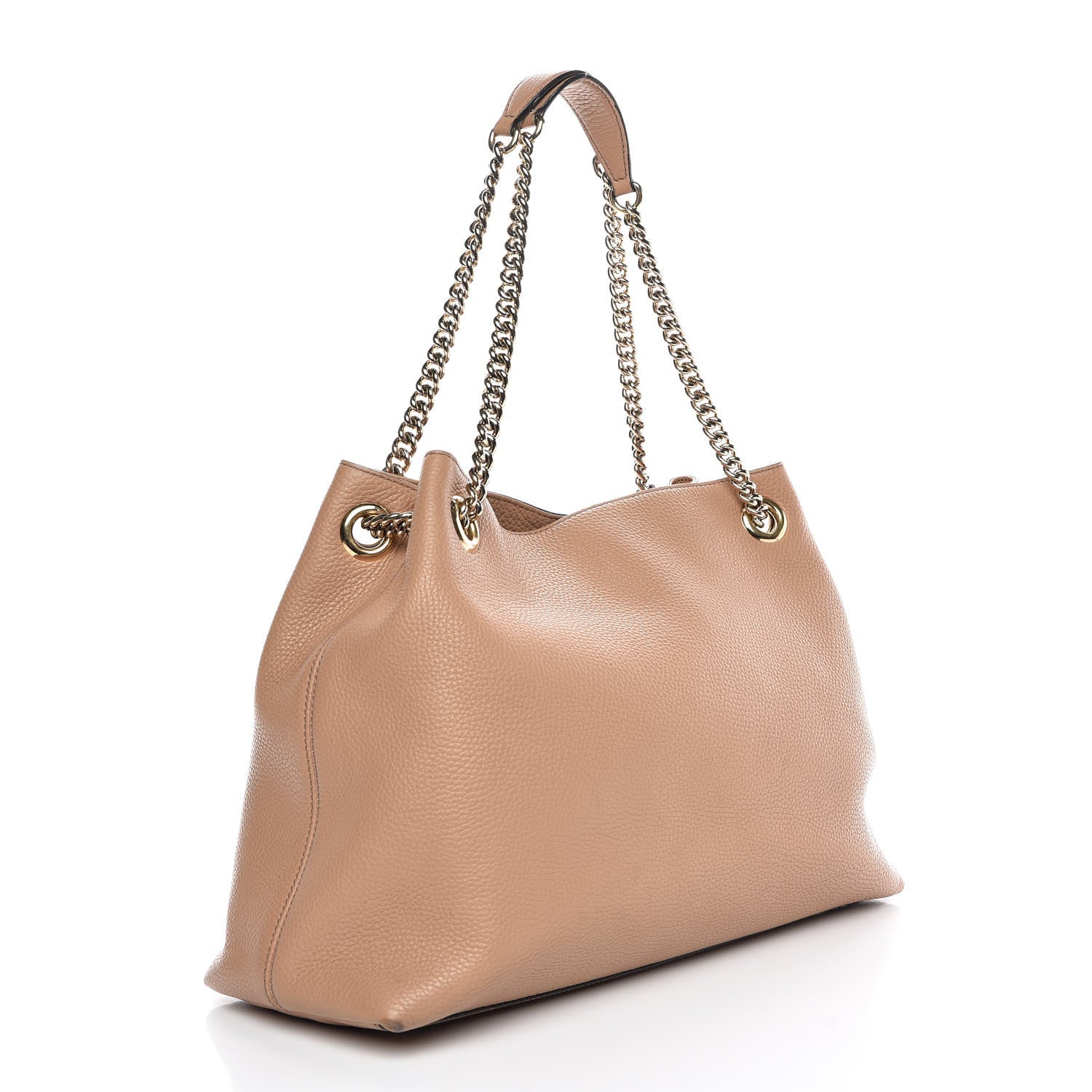 Gucci Pebbled Calfskin Medium Soho Chain Shoulder Bag Rose Beige 3 of 12