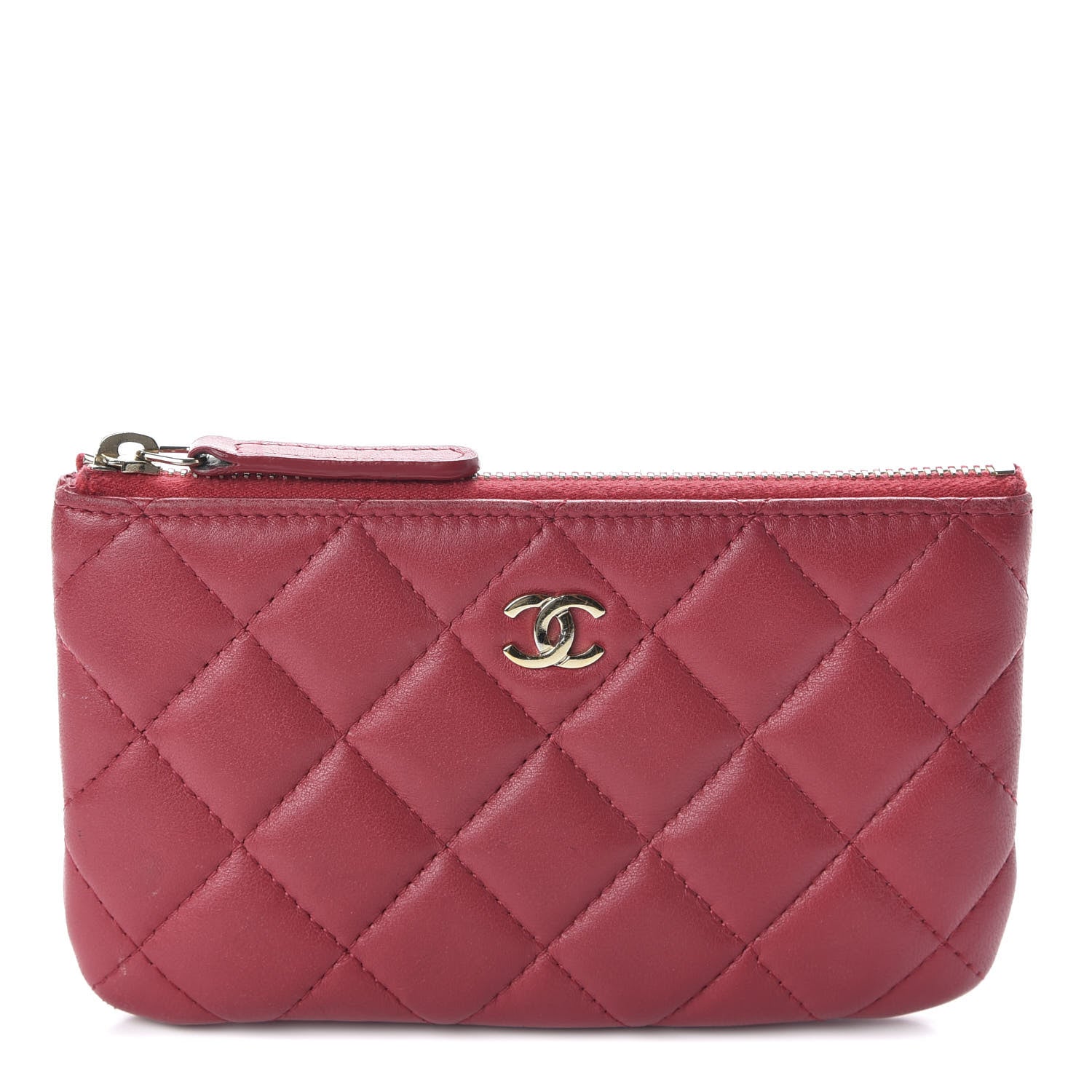 Chanel Lambskin Quilted Small Cosmetic Case Dark Pink 1 of 10
