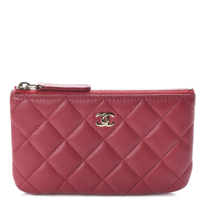Chanel Lambskin Quilted Small Cosmetic Case Dark Pink 1 of 10