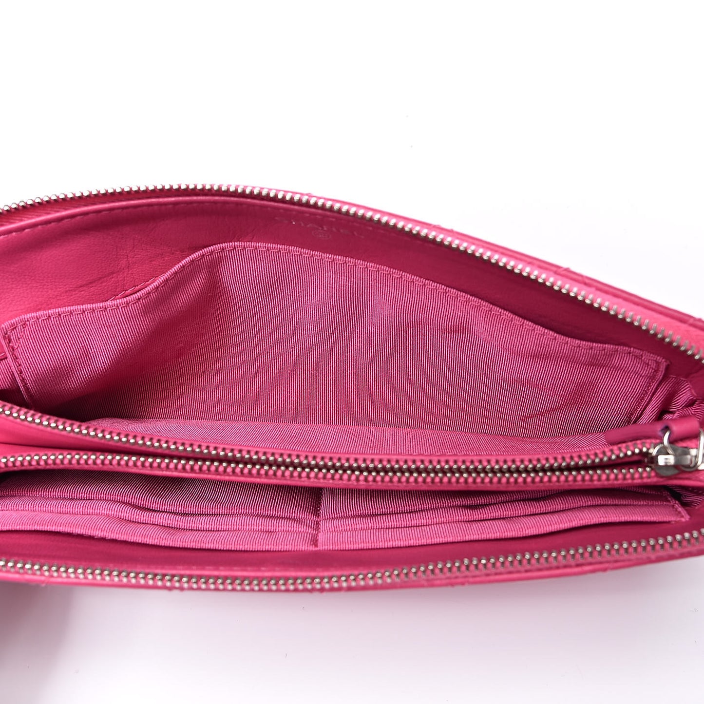 Lambskin Quilted Large Zipped Clutch Pink