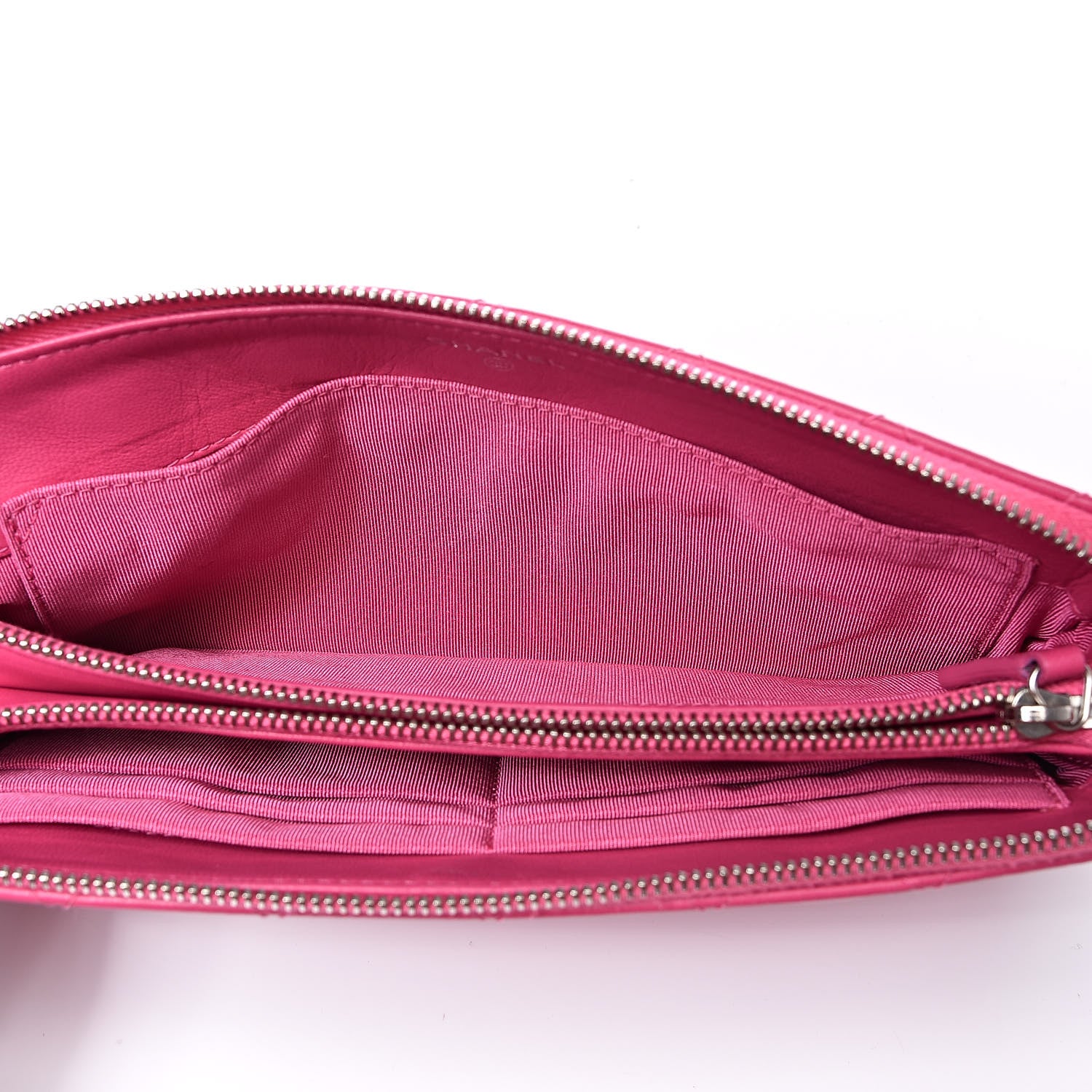 Chanel Lambskin Quilted Large Zipped Clutch Pink 5 of 9