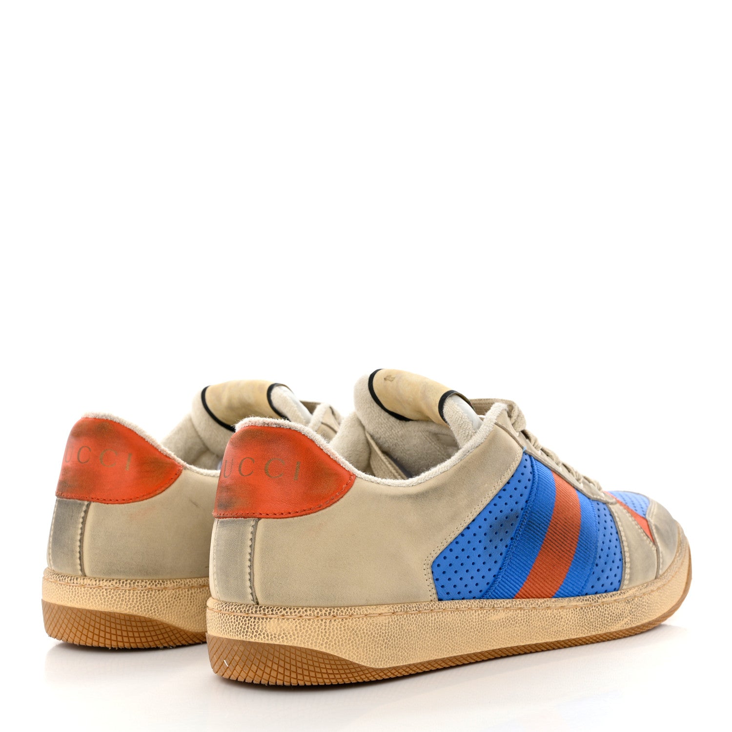 Gucci Nubuck Web Mens Screener Sneakers 8 Dusty Milk Bright Splash Dusty Orange 4 of 9