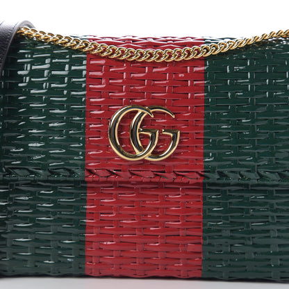 Gucci Glazed Wicker Stripe Small Cestino Shoulder Bag Green 9 of 9