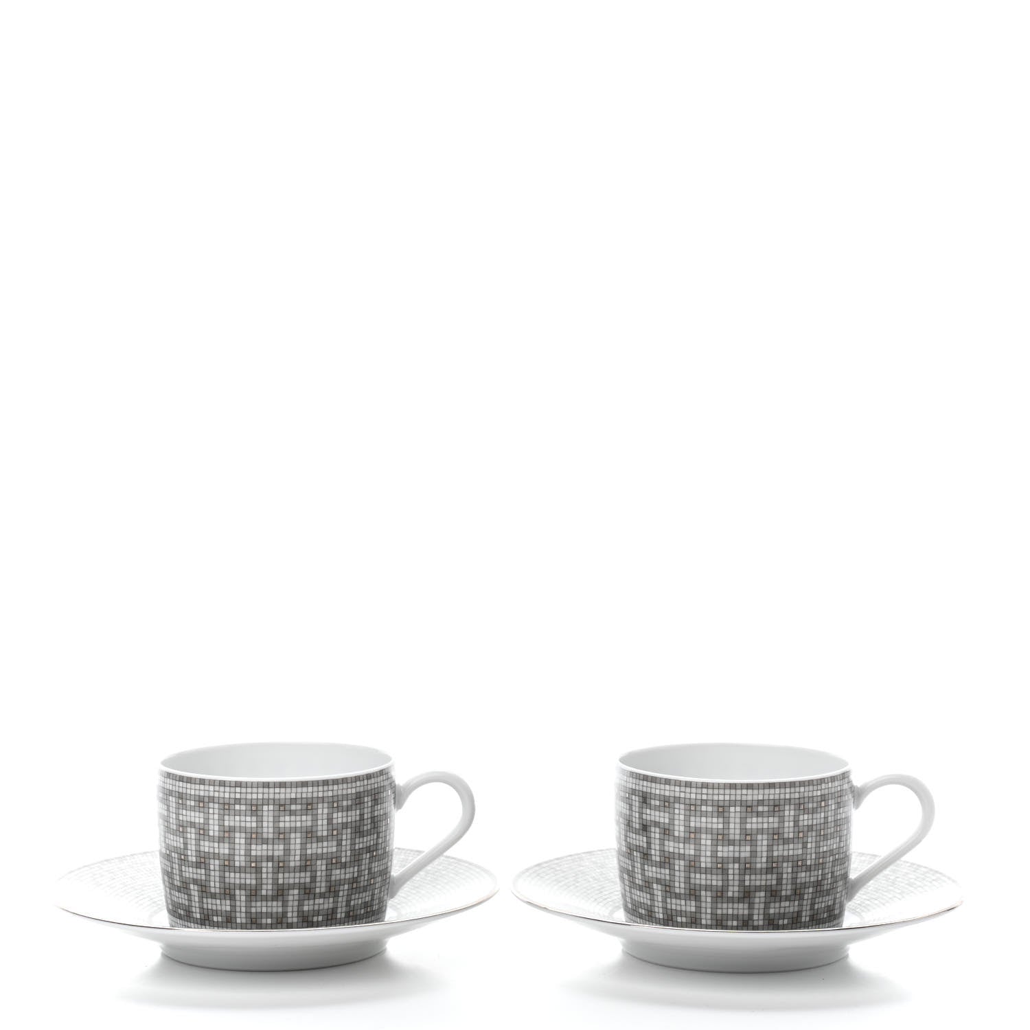 Hermes Porcelain 24 Mosaique Teapot Cup Set Platinum 7 of 11