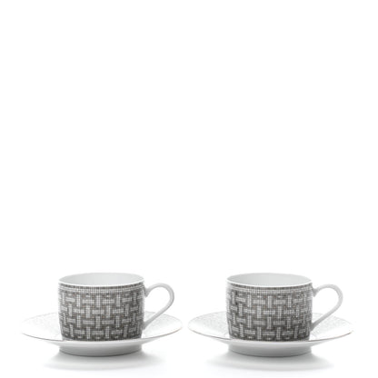 Hermes Porcelain 24 Mosaique Teapot Cup Set Platinum 7 of 11