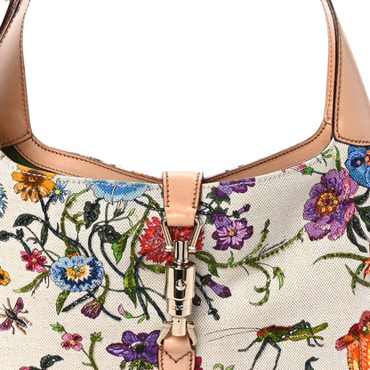 Gucci Canvas Beaded Floral Flora Small Jackie O Hobo White 8 of 10