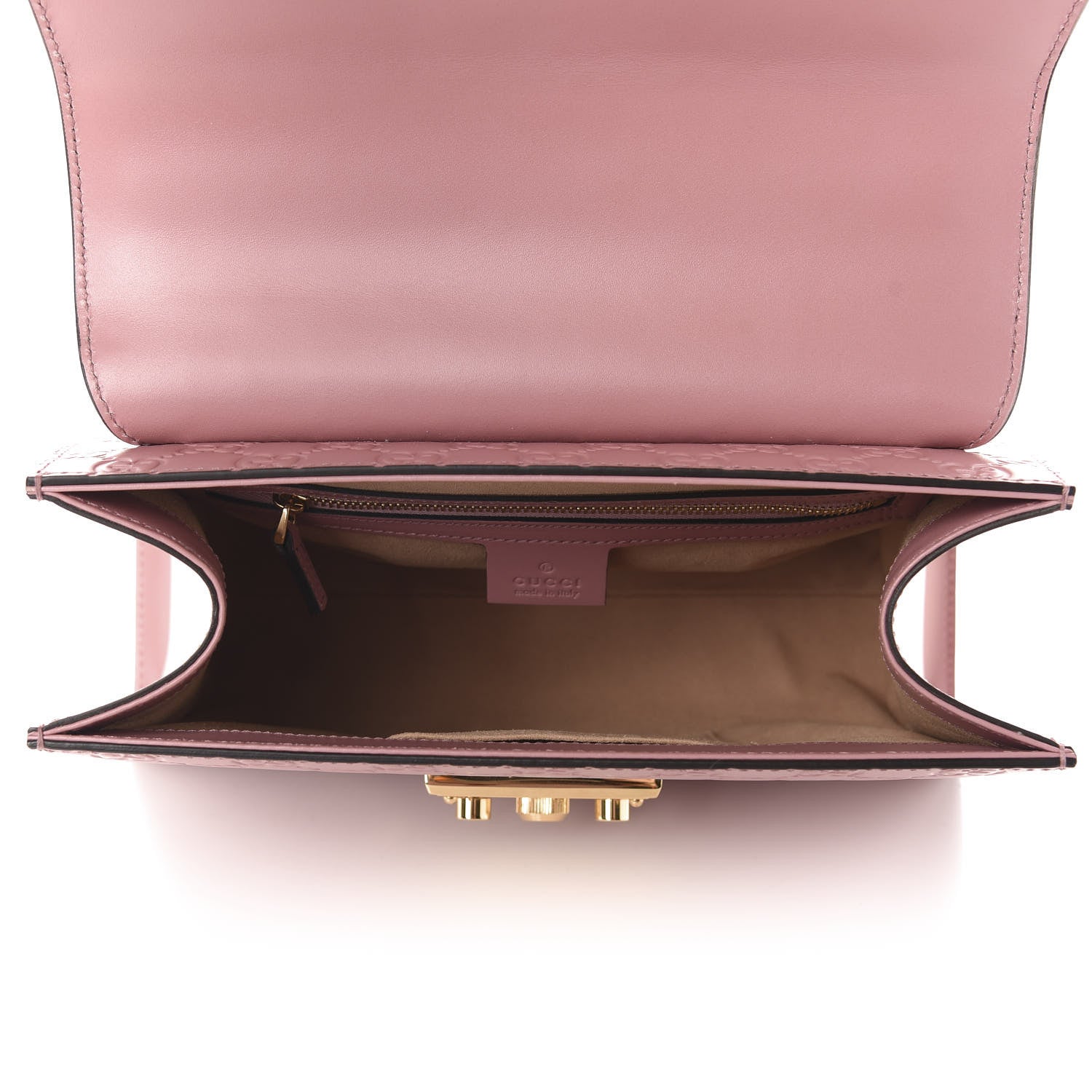 Gucci Guccissima Signature Small Padlock Top Handle Bag Rose Baby Candy 5 of 10