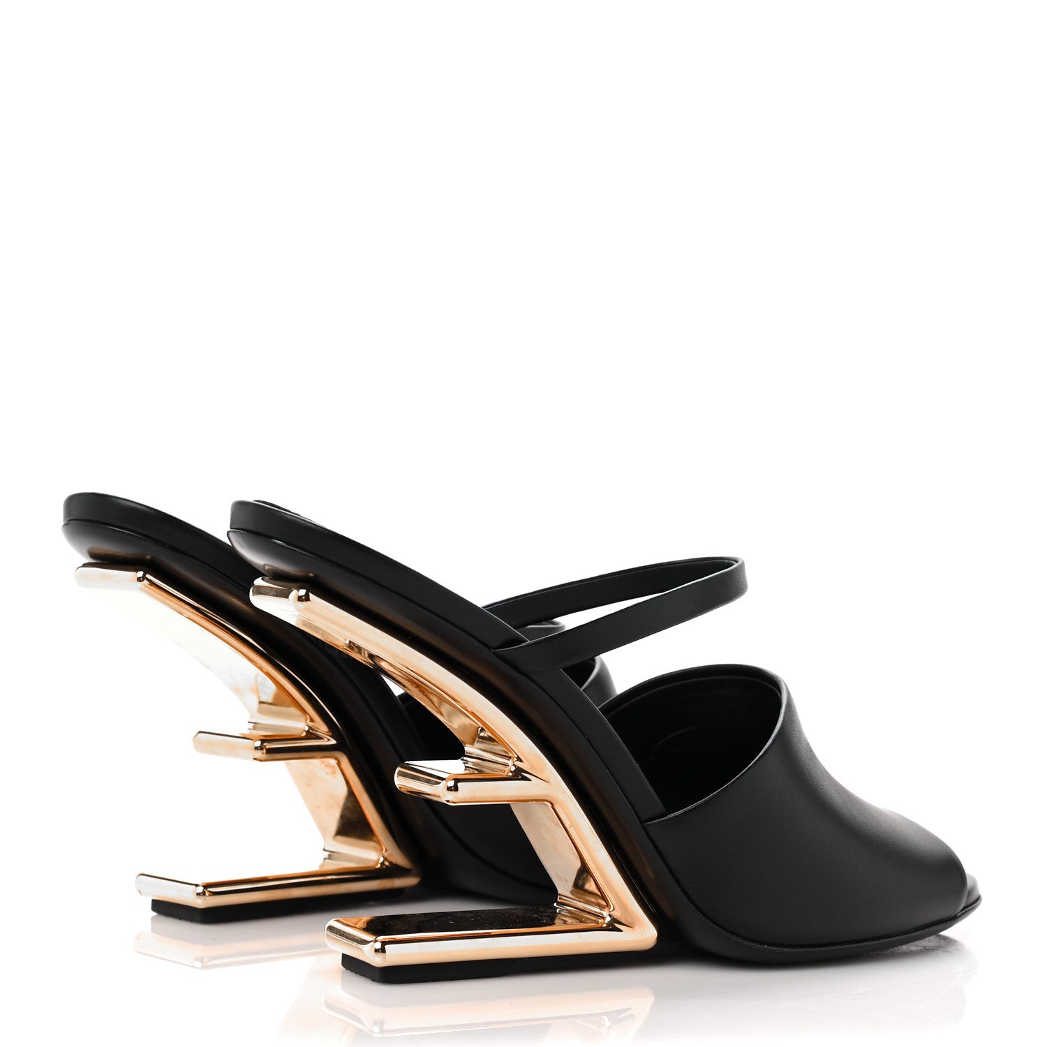Fendi Calfskin Fendi First 95mm Slide Sandals 38 Black 4 of 10