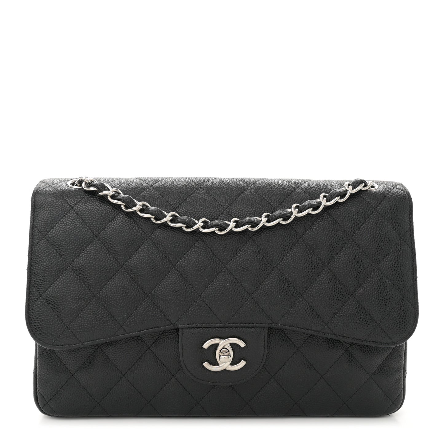 Caviar Quilted Jumbo Double Flap Black