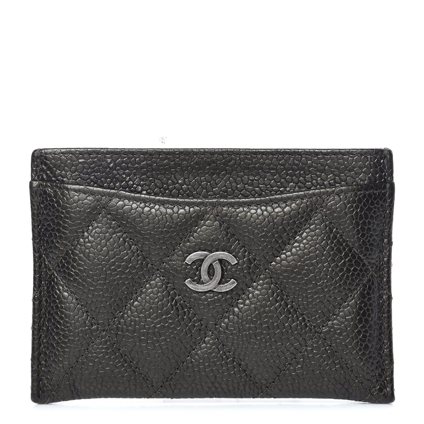 Caviar Quilted Card Holder Dark Green