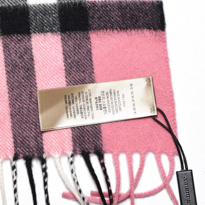 Burberry Cashmere Giant Check Icon Stripe Fringe Scarf Rose Pink 5 of 5