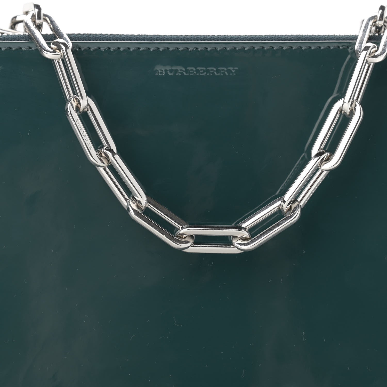 Burberry Patent Calfskin Penhurst Chain Triple Zip Shoulder Bag Green 8 of 10