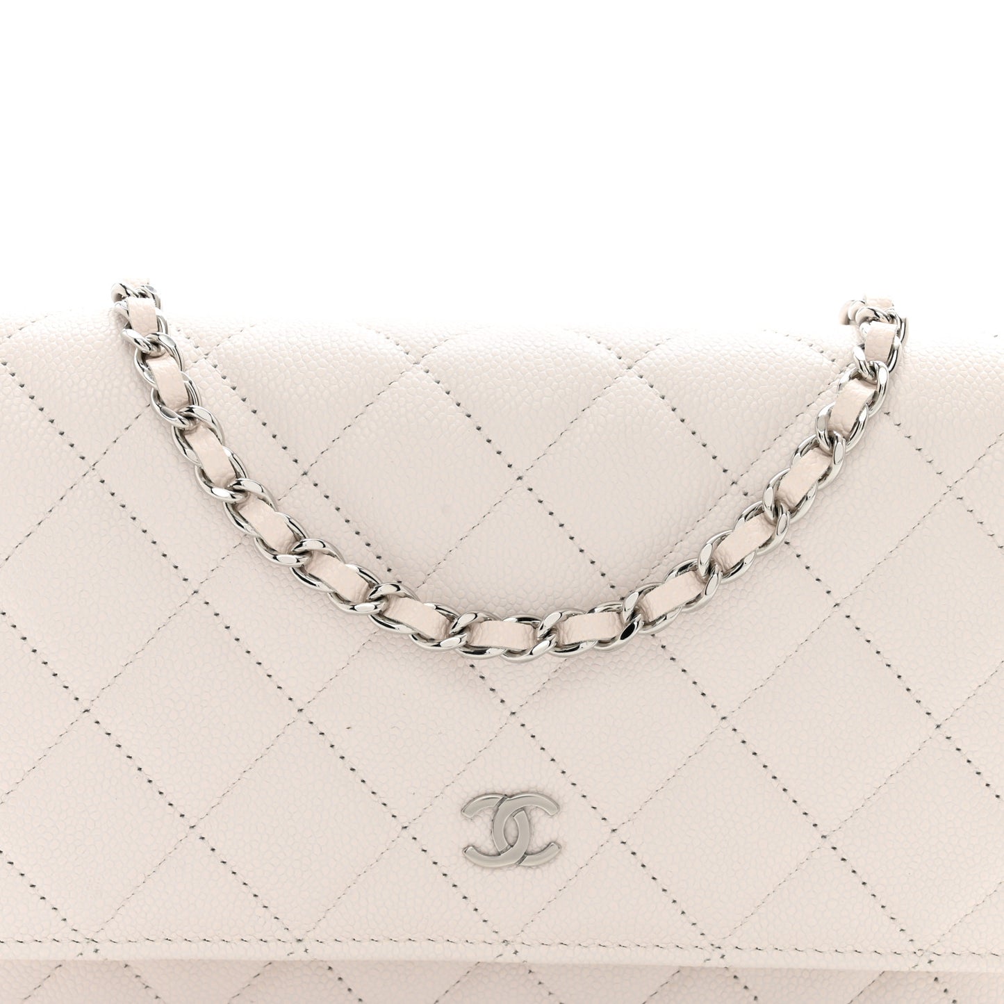 Caviar Quilted Wallet On Chain WOC White