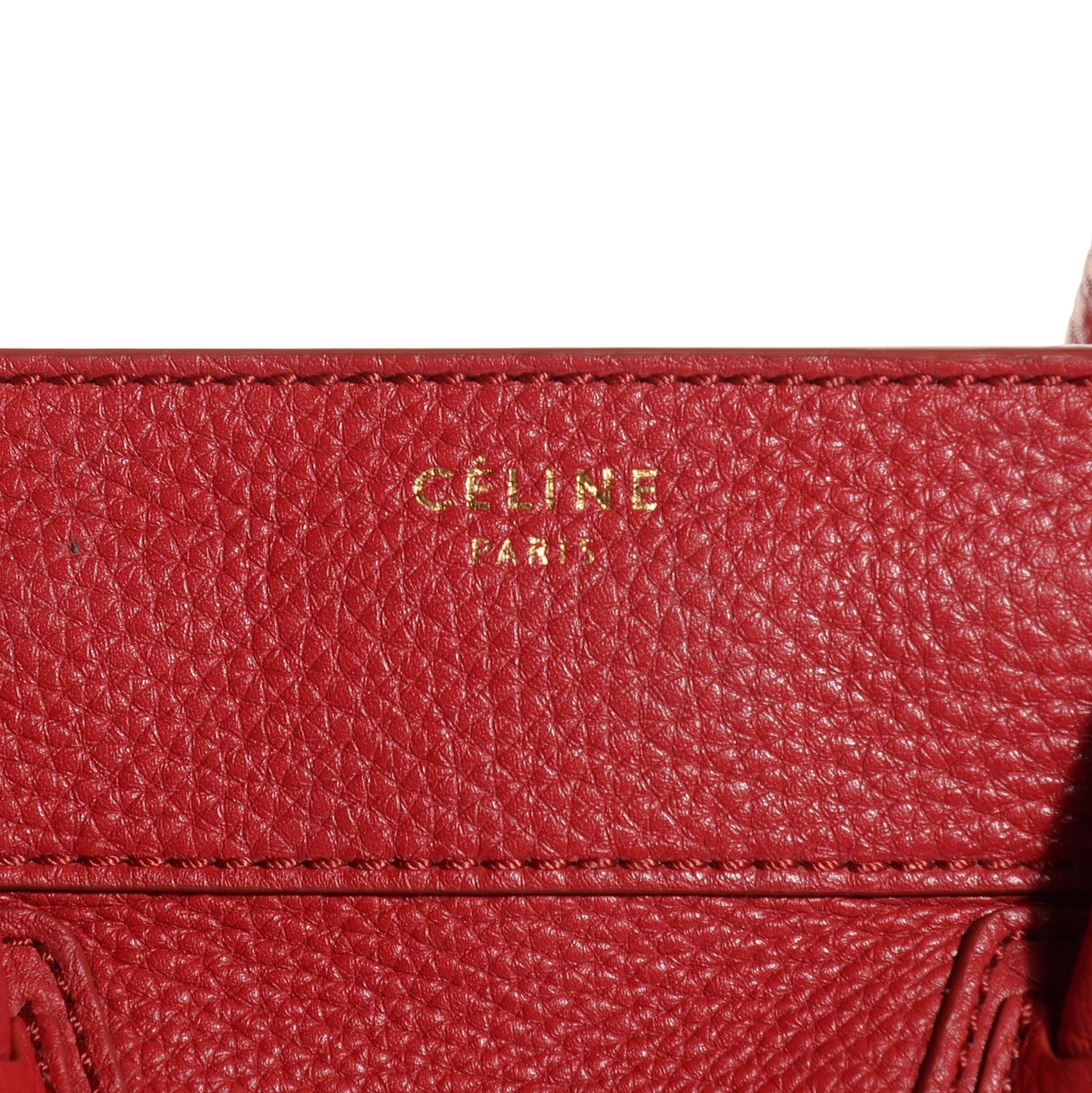 Celine Pebbled Calfskin Mini Luggage Red 9 of 9