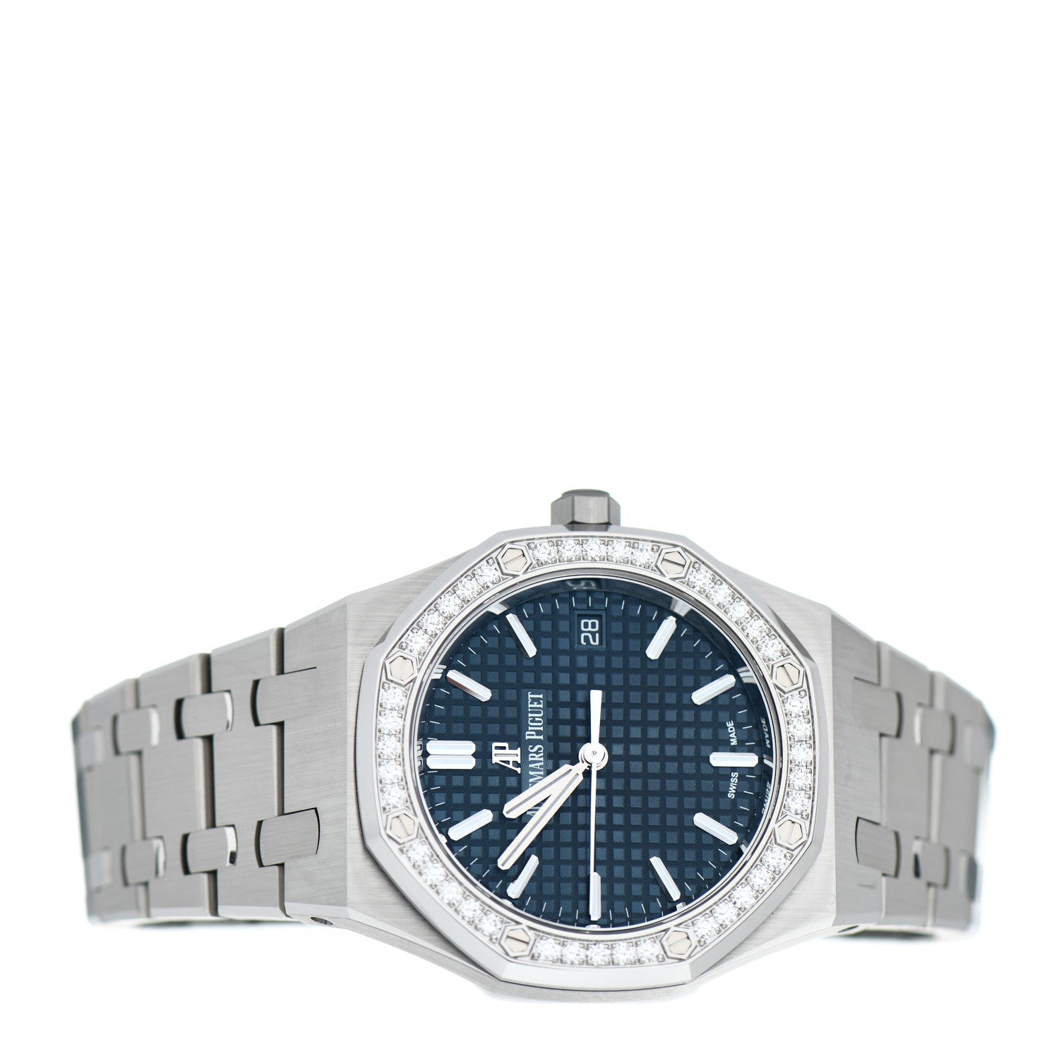 Audemars Piguet Stainless Steel Diamond 34mm Royal Oak Automatic Watch Blue 77351ST.ZZ.1261ST.01 2 of 5