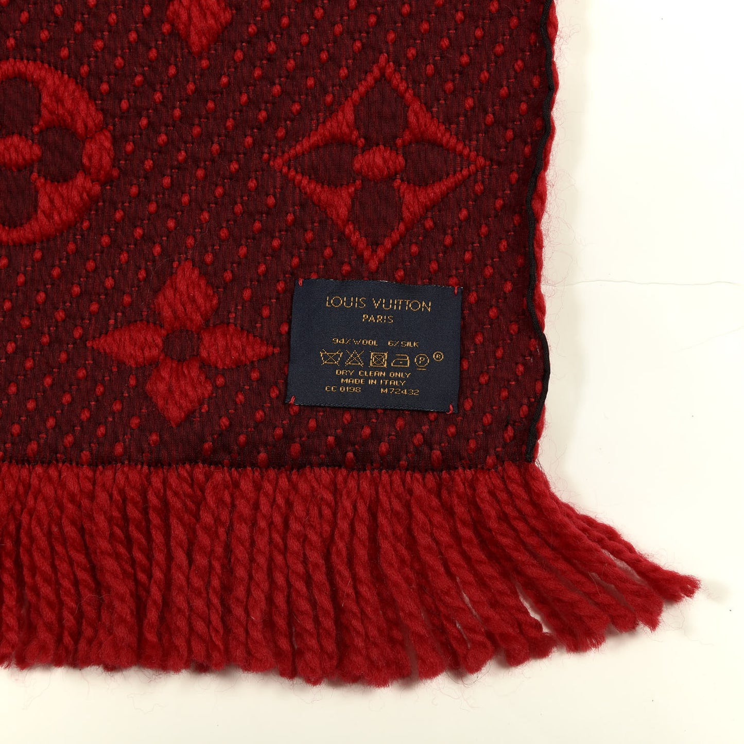 Wool Silk Logomania Scarf Rubis