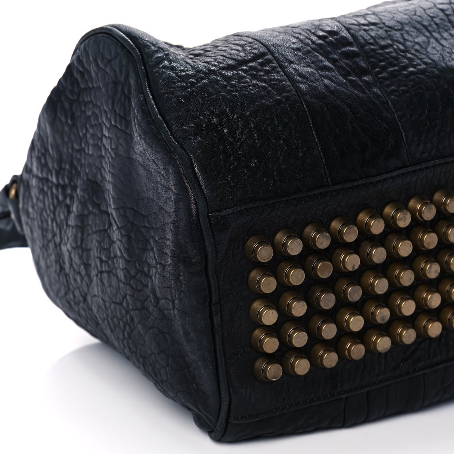 Pebbled Lambskin Rocco Navy Gold Hardware