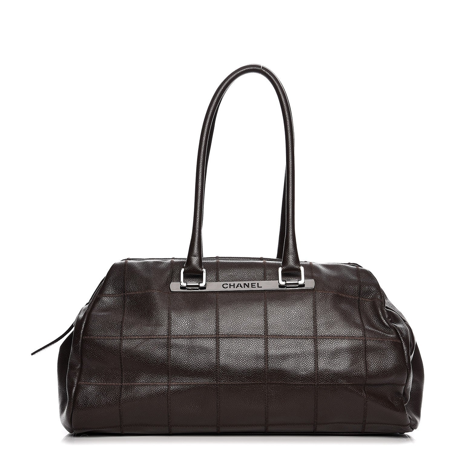 Chanel Caviar Square Stitched Large Satchel Dark Brown 1 of 8