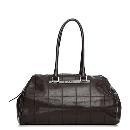 Chanel Caviar Square Stitched Large Satchel Dark Brown 1 of 8