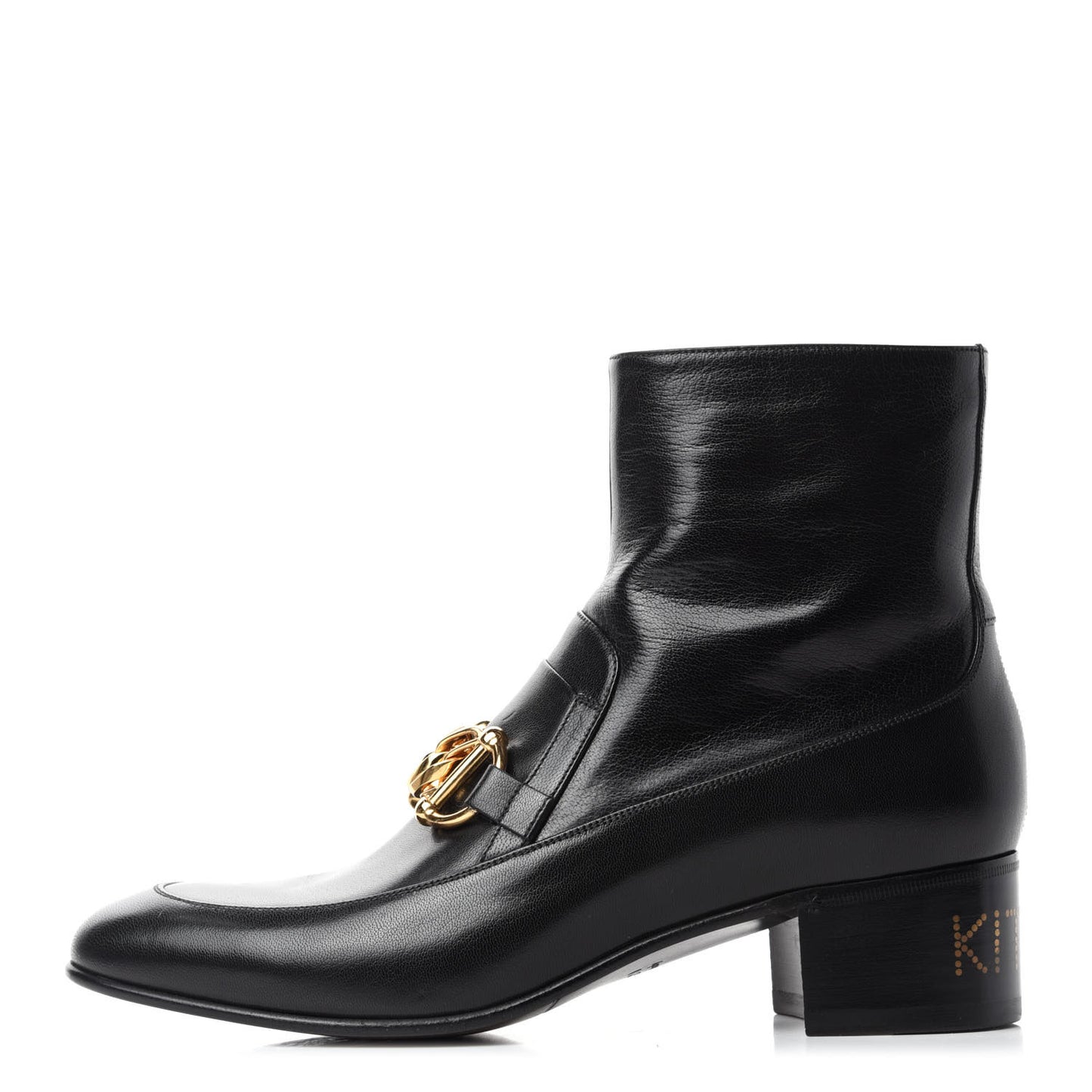 Goatskin Mens Kitten Chain Horsebit Ankle Boots 8 Black