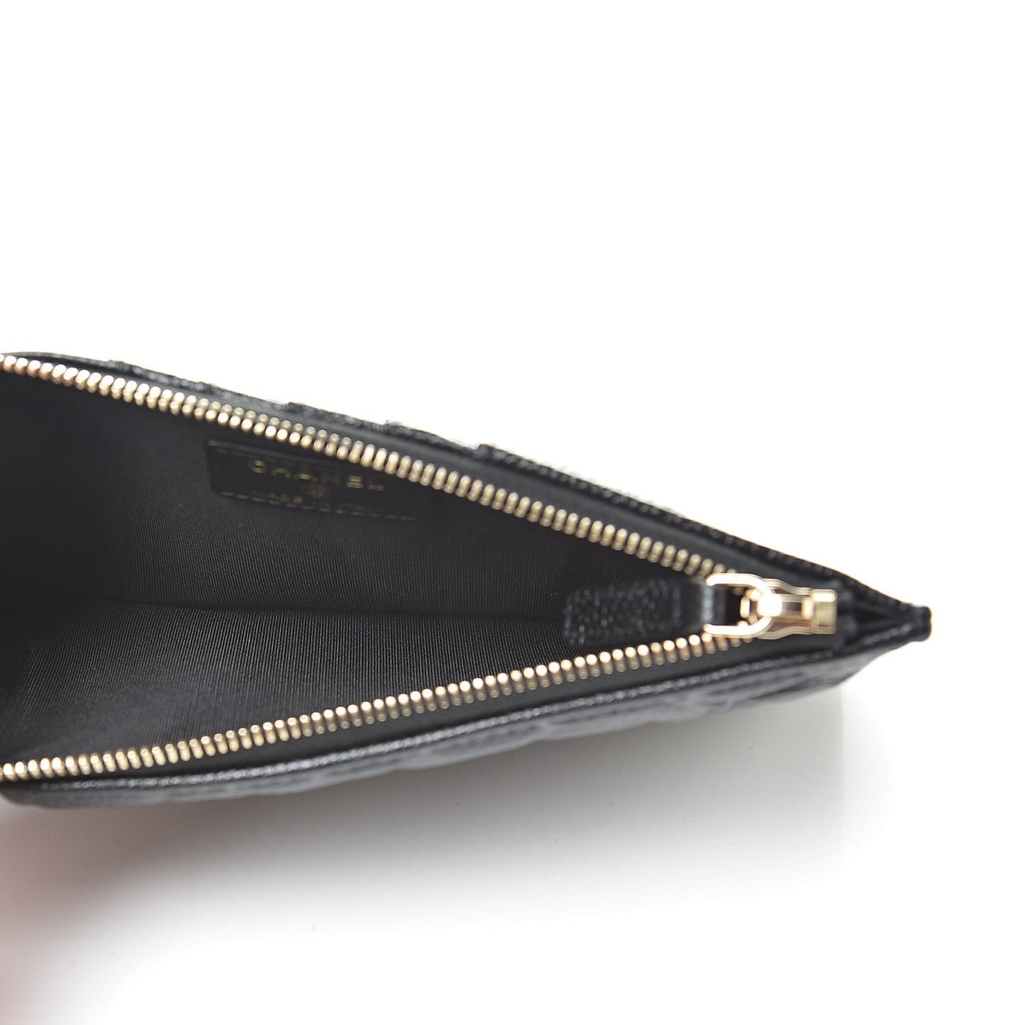 Caviar Camellia Embossed Classic Flat Wallet Pouch Black