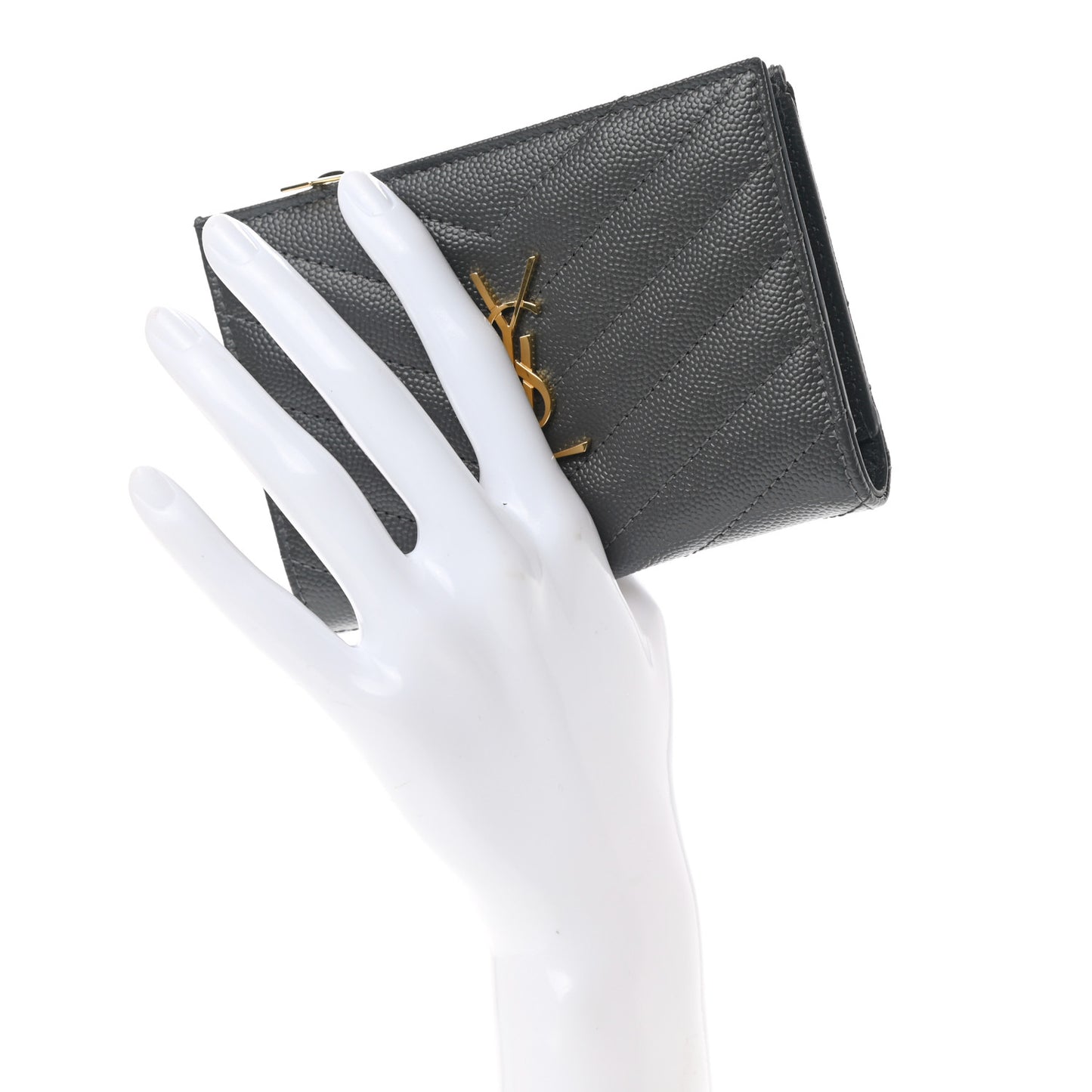 Grain De Poudre Matelasse Chevron Monogram Zipped Two-Part Wallet Storm